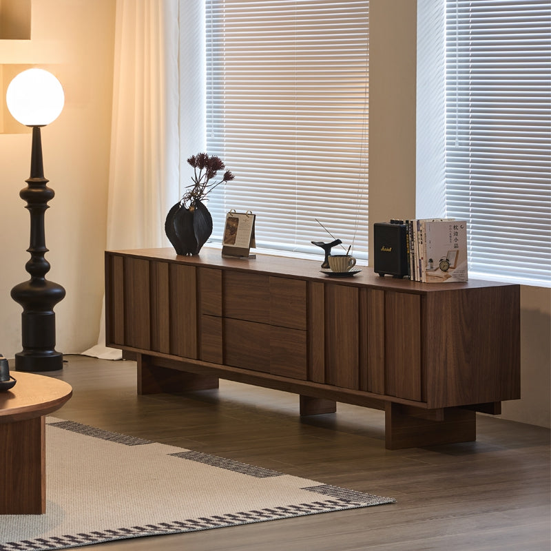 Solid wood floor TV cabinet coffee table combination medieval retro living room storage locker integration