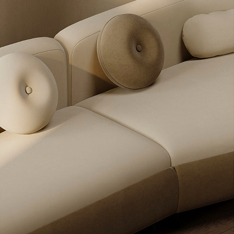 Cream style sofa straight row three people minimalist living room household matte cloth size apartment designer