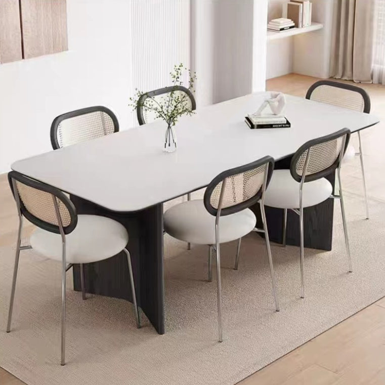 Solid wood rock slab dining table household dining table simple furniture workbench custom