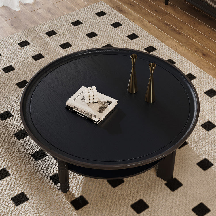 Retro solid wood coffee table round tea table small table living room coffee table new custom