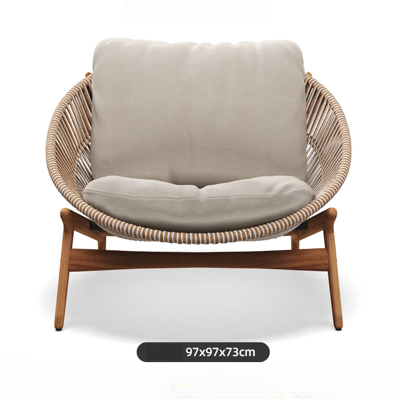 Leisure solid wood rattan sofa outdoor single villa courtyard furniture garden balcony waterproof and sun protection combination