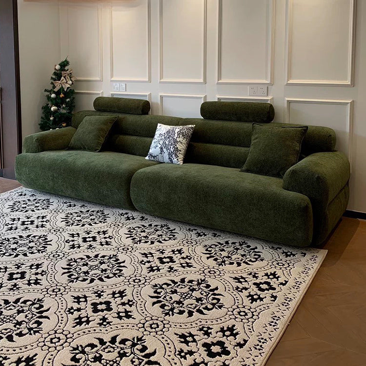 Vintage chenille dark green velvet sofa living room medieval