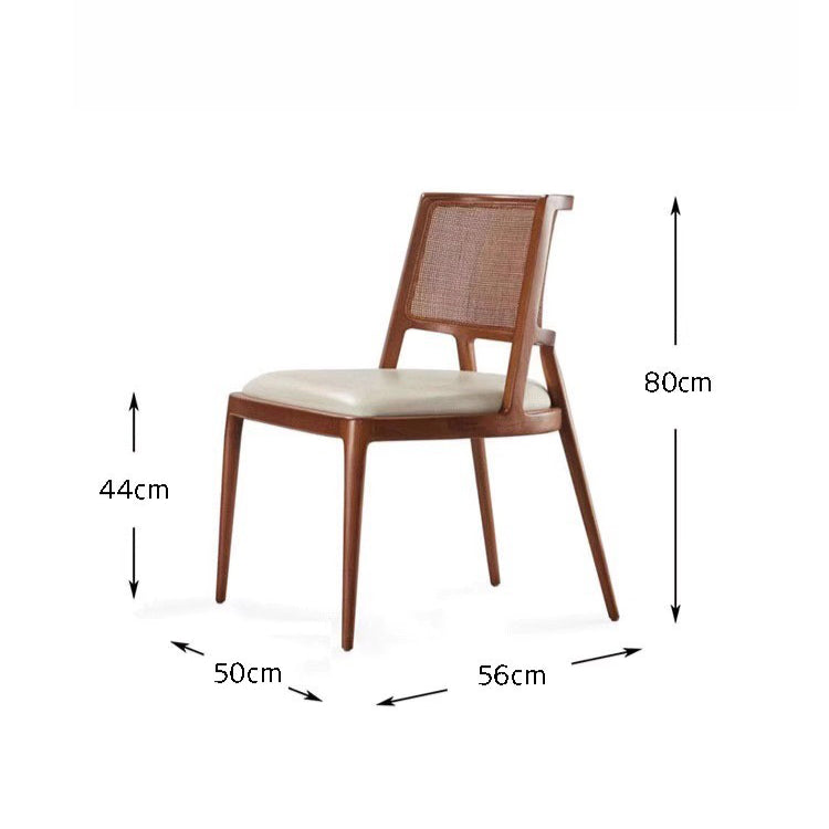 Solid wood dining chair home designer retro rattan chair hotel restaurant casual backrest wooden chair