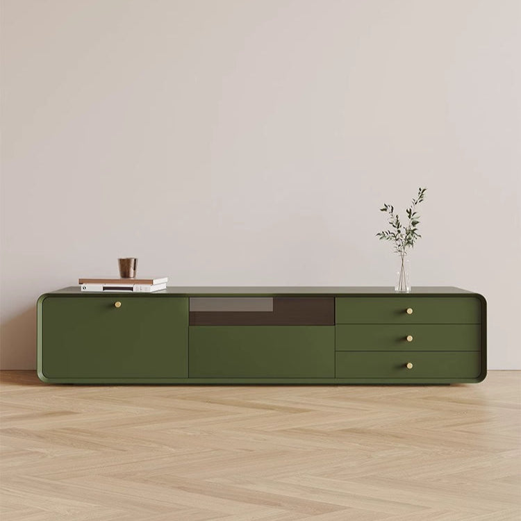 Living room TV cabinet French solid wood paint modern simple floor TV cabinet coffee table combination