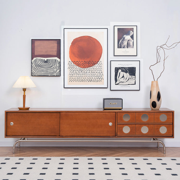 TV cabinet solid wood retro living room household storage cabinet locker light luxury custom