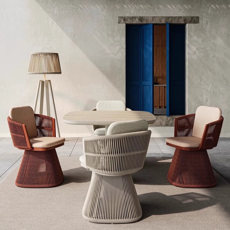 Outdoor tables and chairs rattan villa courtyard hotel garden terrace rotating creative three-piece furniture combination custom