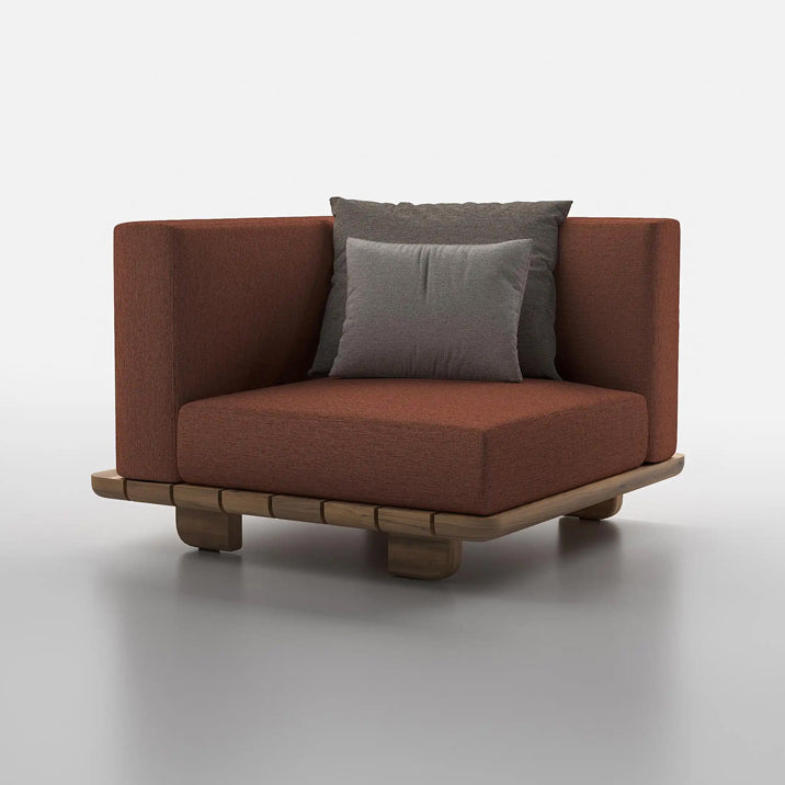 Outdoor sofa rainproof and anti-corrosion villa courtyard open-air solid wood living room combination recliner furniture custom