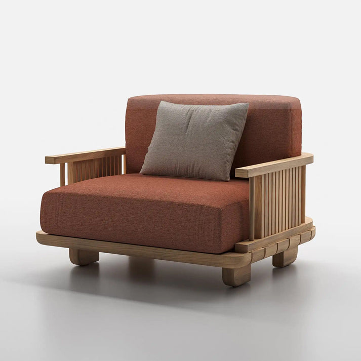Outdoor sofa rainproof and anti-corrosion villa courtyard open-air solid wood living room combination recliner furniture custom