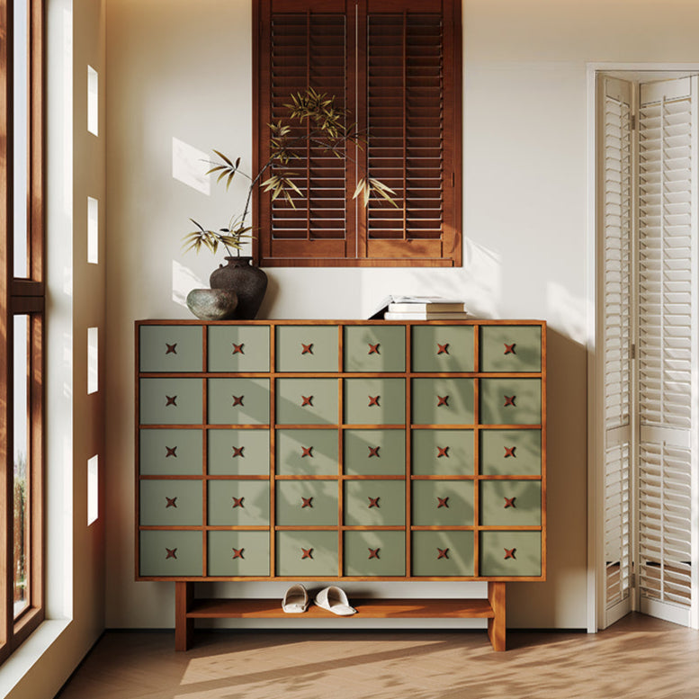 Medieval solid wood design TV cabinet retro wood color modern simple living room high floor cabinet