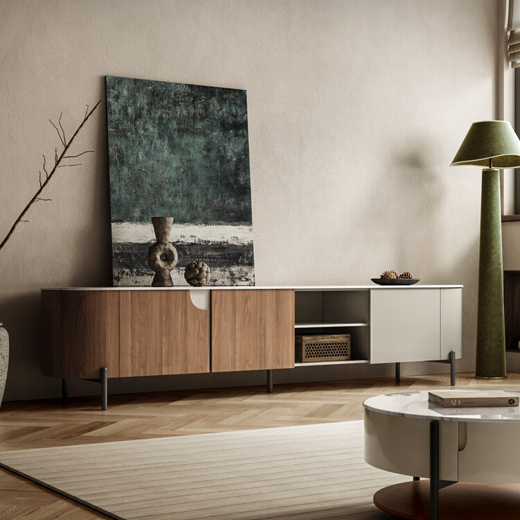 Minimalist coffee table TV cabinet combination designer creative living room home modern simple solid wood TV cabinet custom