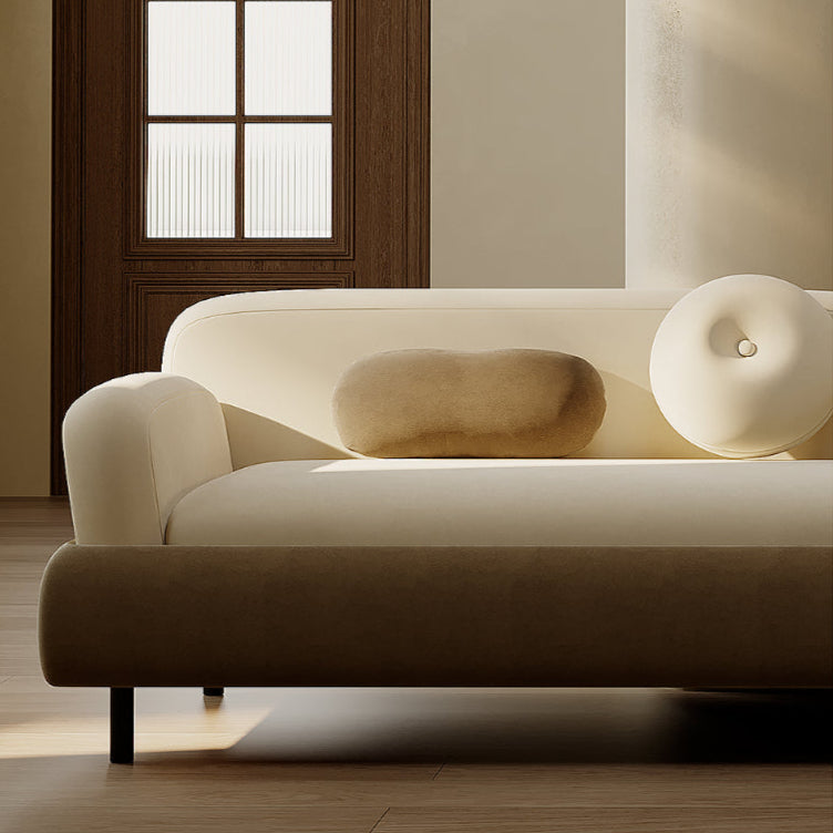 Cream style sofa straight row three people minimalist living room household matte cloth size apartment designer