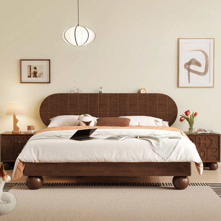 Retro solid wood bed medieval master bedroom simple bed modern double bed