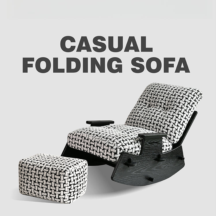 Solid wood single recliner household balcony retro leisure chair can lie in the living room lazy sofa chair custom