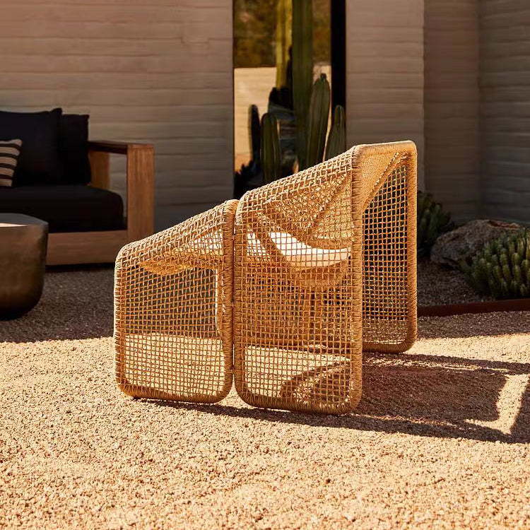 Balcony leisure area outdoor sofa courtyard bedroom homestay rattan living room single rattan chair custom