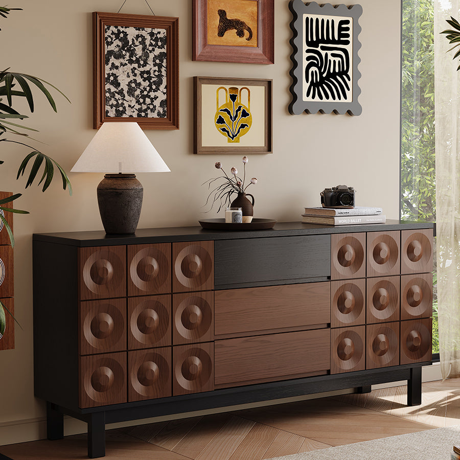 Simple solid wood dining side cabinet, living room storage cabinet, locker, retro side cabinet custom