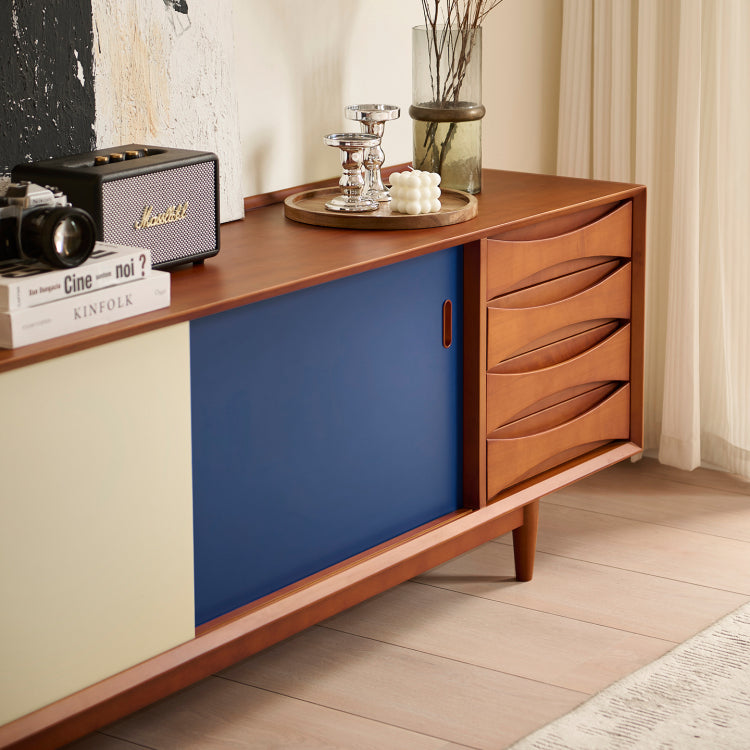 Solid wood TV cabinet combination living room locker retro storage cabinet custom