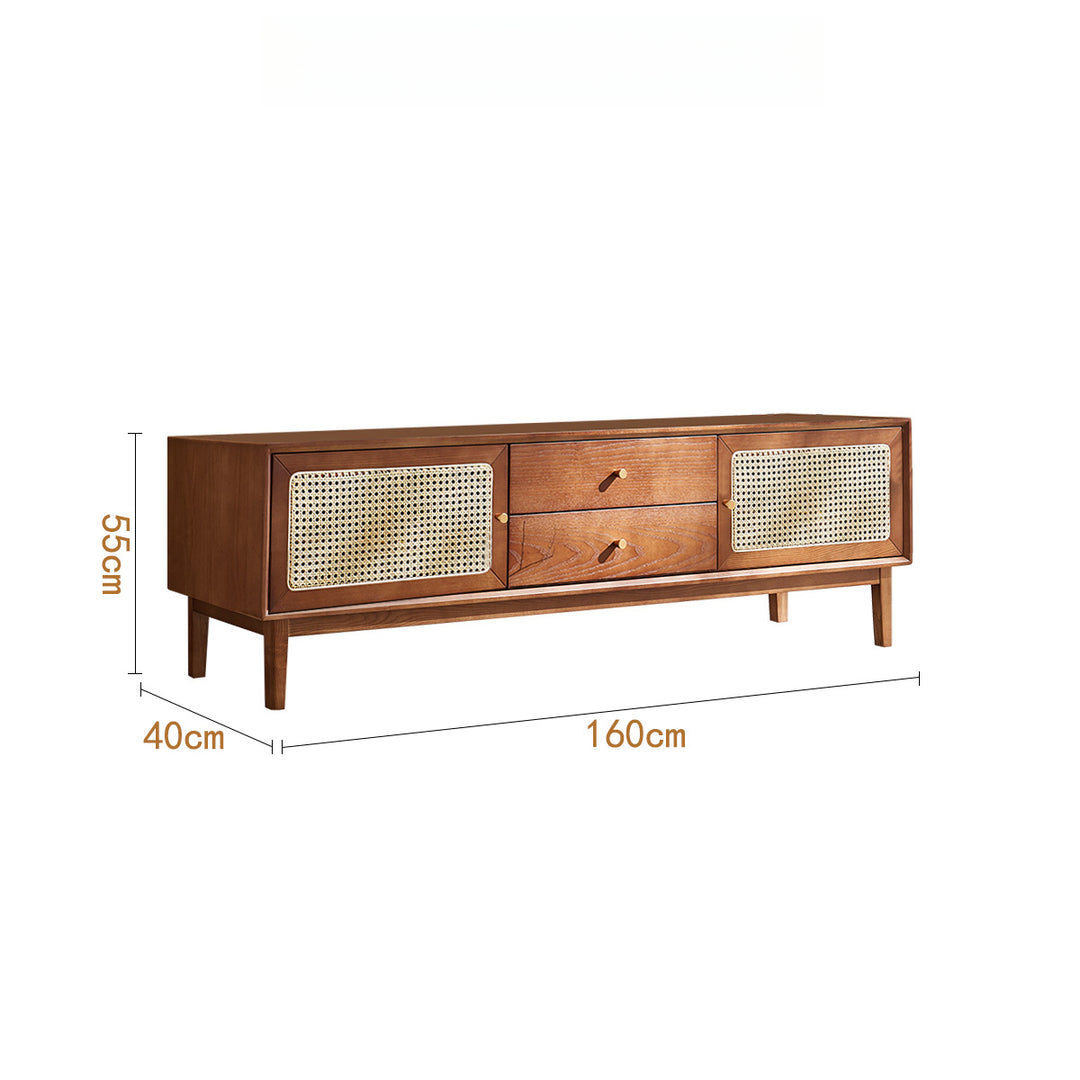 Solid wood rattan TV cabinet living room simple homestay creative rattan locker storage cabinet custom