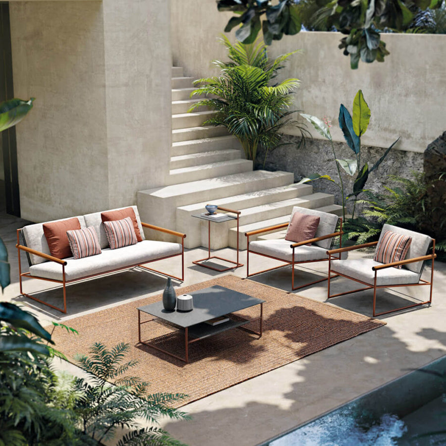Balcony small table and chair three-piece combination coffee table outdoor restaurant table rattan sofa leisure terrace milk tea coffee shop custom
