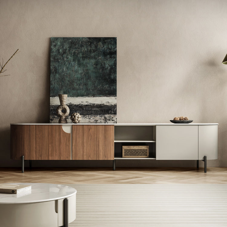 Minimalist coffee table TV cabinet combination designer creative living room home modern simple solid wood TV cabinet custom