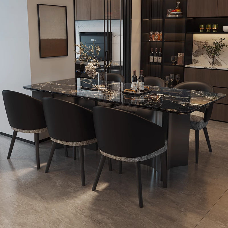 Light luxury dining table, minimalist rectangular household dining table and chair combination, high-end dining table customization