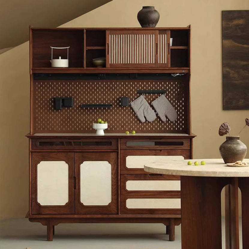 Side cabinet Household living room Solid wood tea cabinet Kitchen wall storage cabinet Tea rack Contact WhatsApp for customization