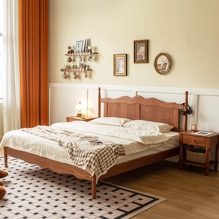 Retro all solid wood double bed simple medieval master bedroom furniture