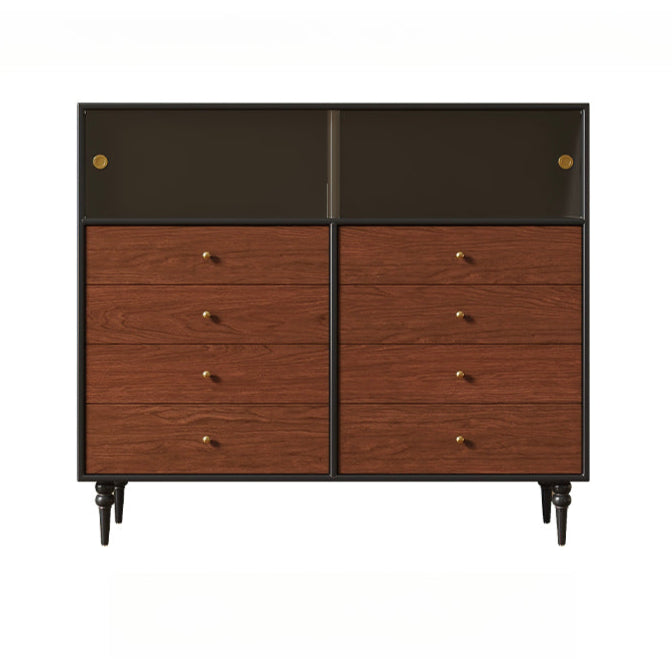Medieval all-solid wood chest, bedroom retro storage storage cabinet, French living room side cabinet, color matching design, bedside cabinet