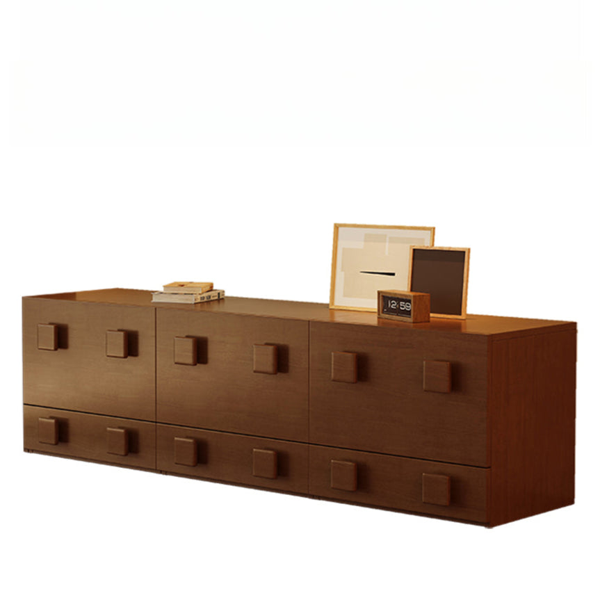 Retro living room card door cabinet combination solid wood locker medieval floor TV cabinet small apartment modern simple module