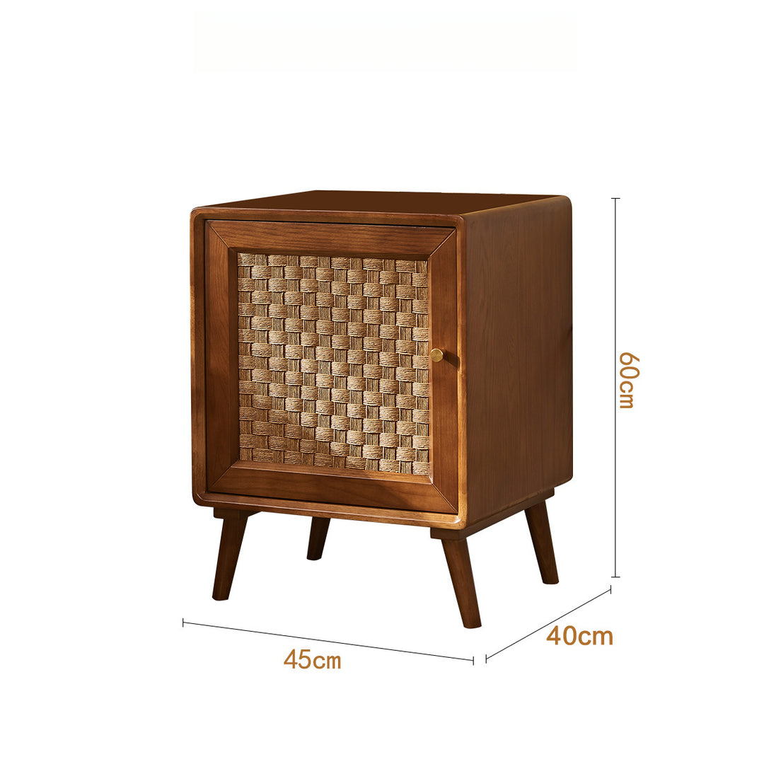 Solid wood bedside table Modern simple bedroom storage locker Rattan household small rack custom