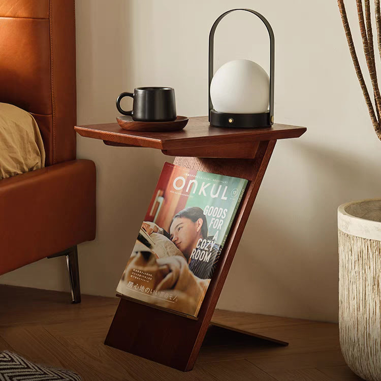 Light luxury modern solid wood small edge few home living room sofa corner few retro simple designer original magazine rack