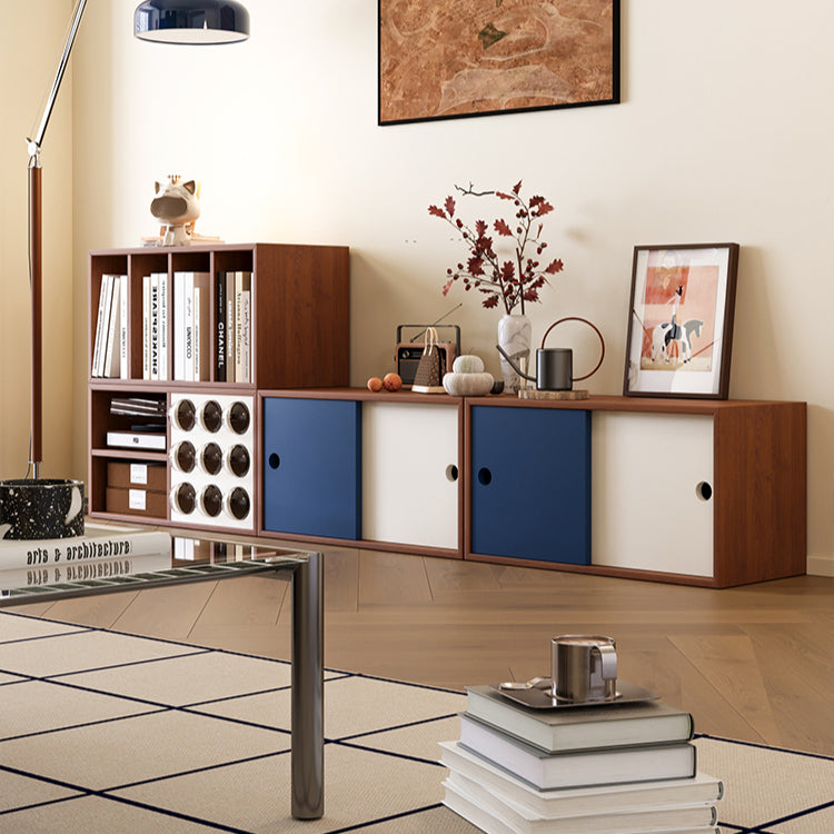 All solid wood TV cabinet bookcase shelf living room retro custom