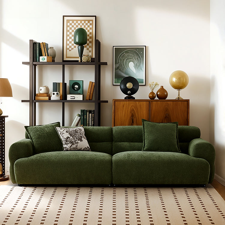 Vintage chenille dark green velvet sofa living room medieval