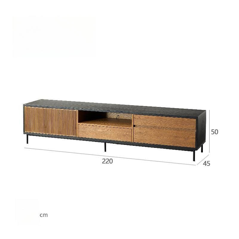 Modern retro color matching solid wood TV cabinet audio-visual floor cabinet custom