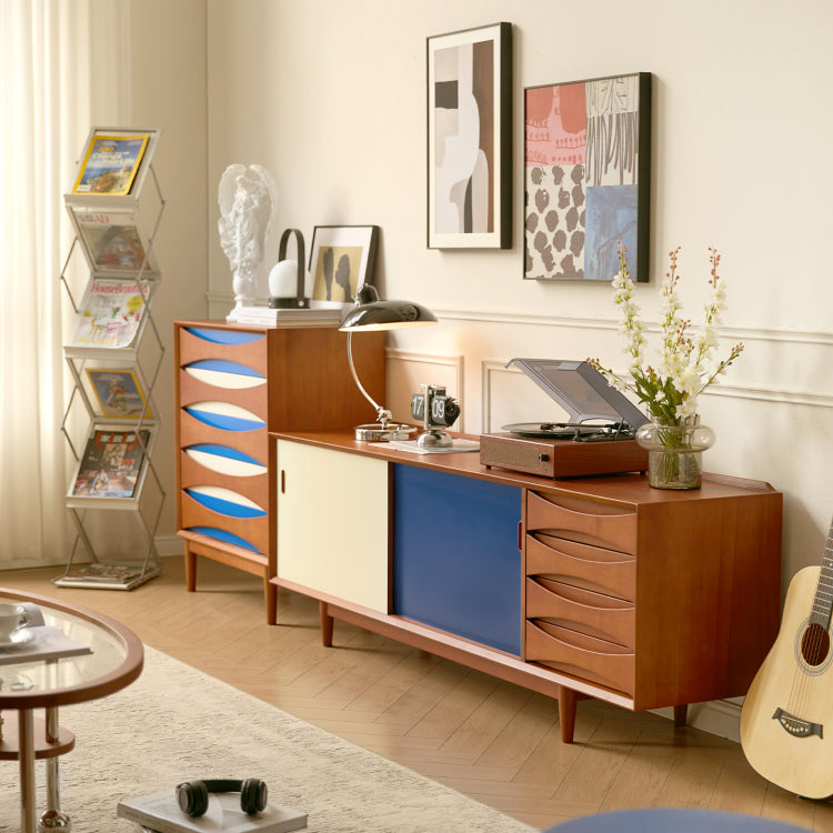 Solid wood TV cabinet combination living room locker retro storage cabinet custom