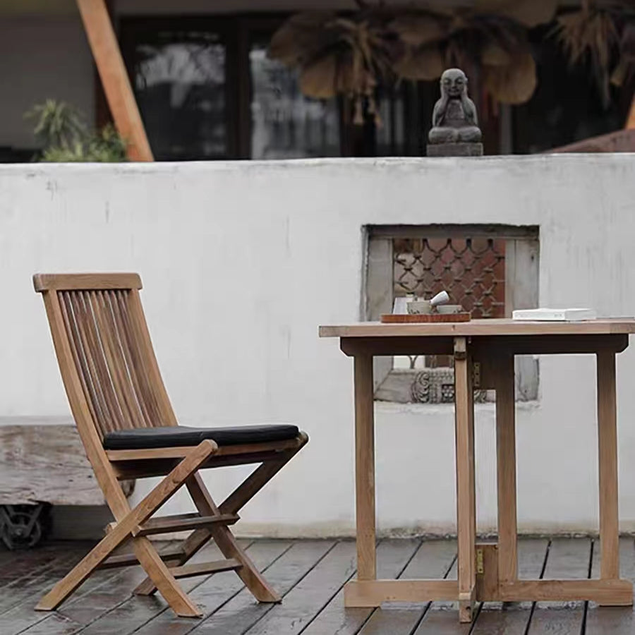 Retro balcony solid wood folding chair classic courtyard leisure chair outdoor resort hotel foldable dining chair custom