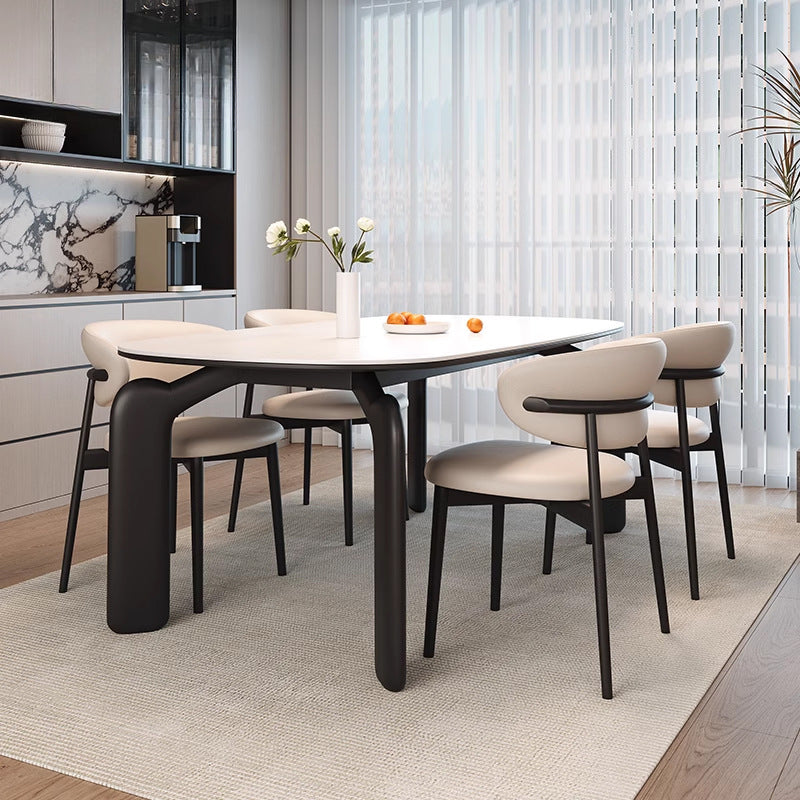 Rock slab dining table Minimalist eating table Light luxury household full support Rectangle dining table and chair combination Customized