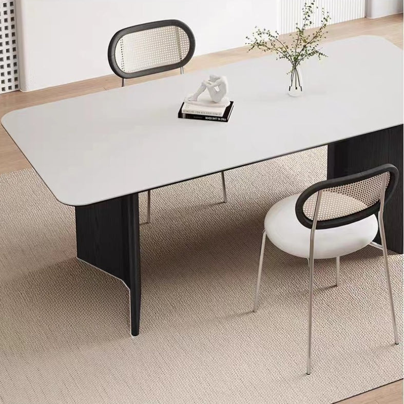 Solid wood rock slab dining table household dining table simple furniture workbench custom
