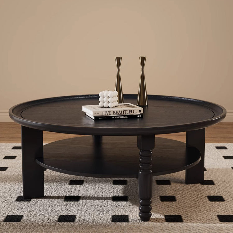 Retro solid wood coffee table round tea table small table living room coffee table new custom