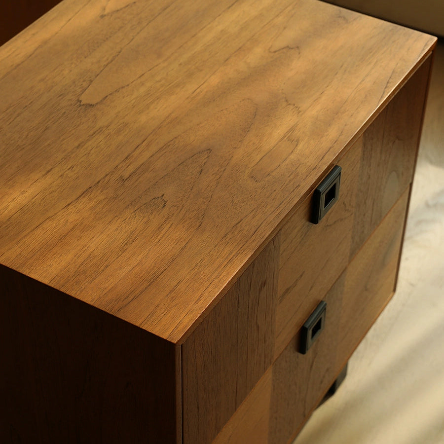 Medieval solid wood bedside table retro solid wood side cabinet bedroom decoration