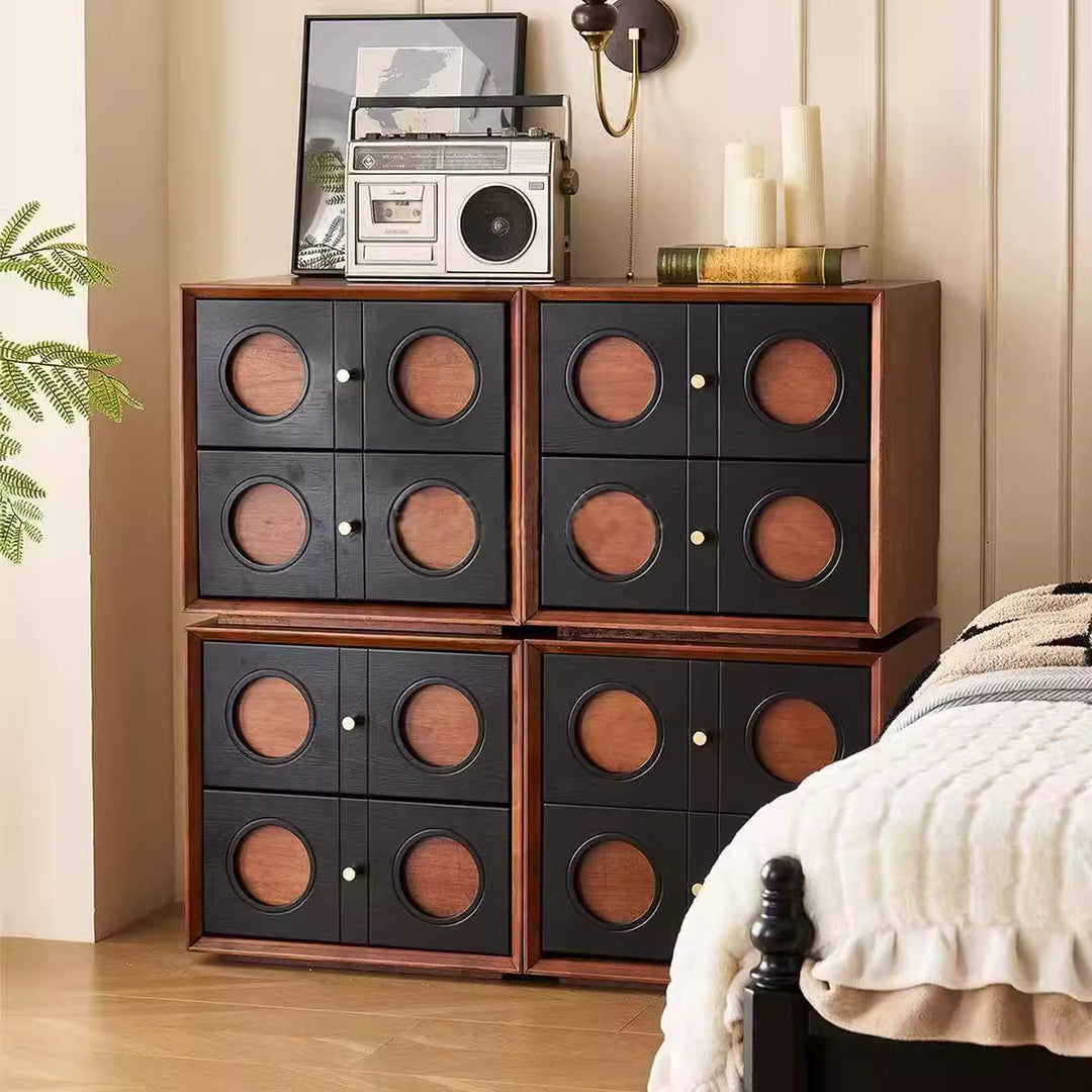Ash wood retro chest of drawers bedroom living room wall combination locker