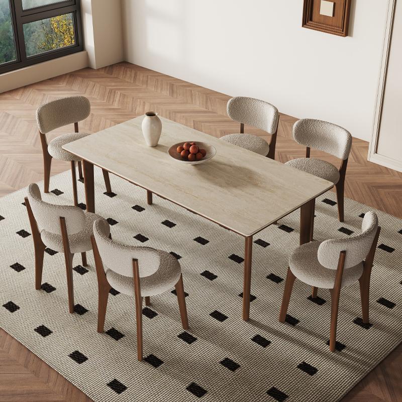 Solid wood rock slab dining table living room home modern simple dining table and chair combination custom