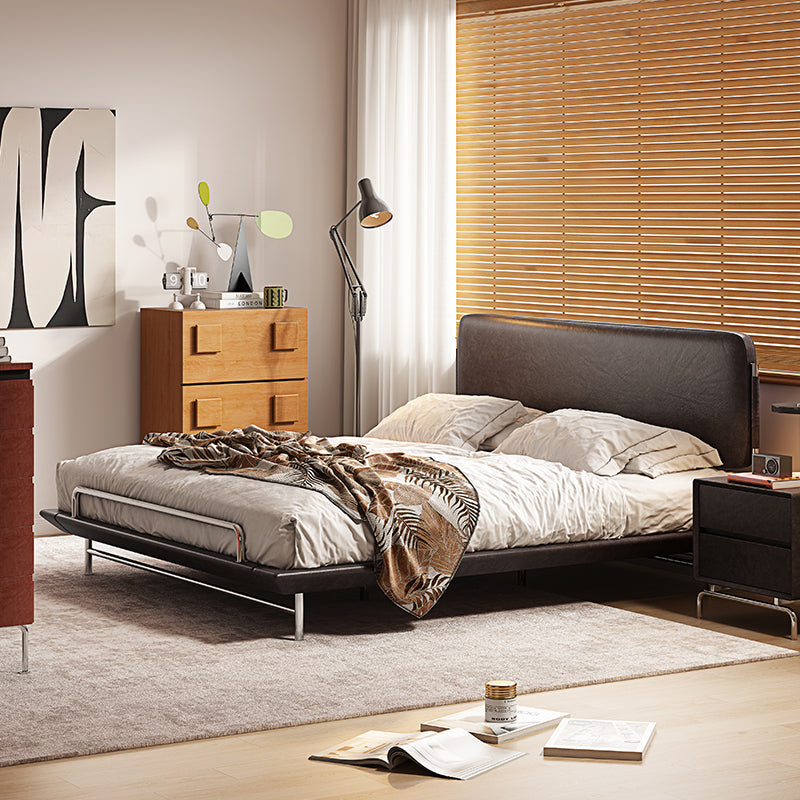 Small flat edge double bed modern simple black retro bed