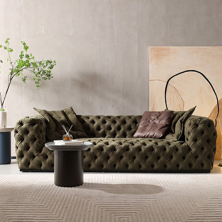 Living room light luxury matte leather straight sofa