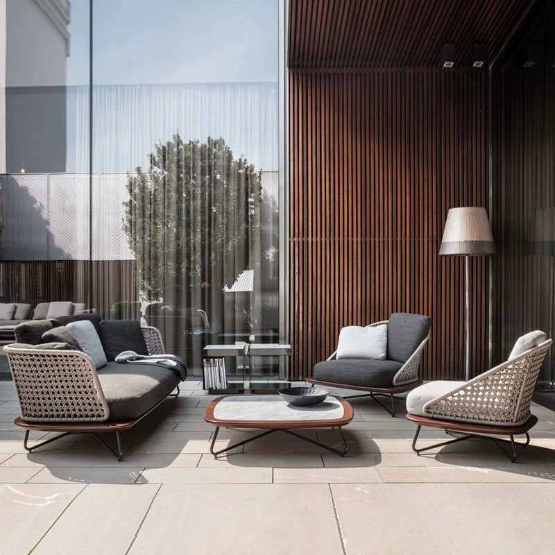 Leisure Outdoor Rattan Sofa Outdoor Homestay Courtyard Villa Balcony Garden Outdoor Waterproof Rattan Chair Furniture