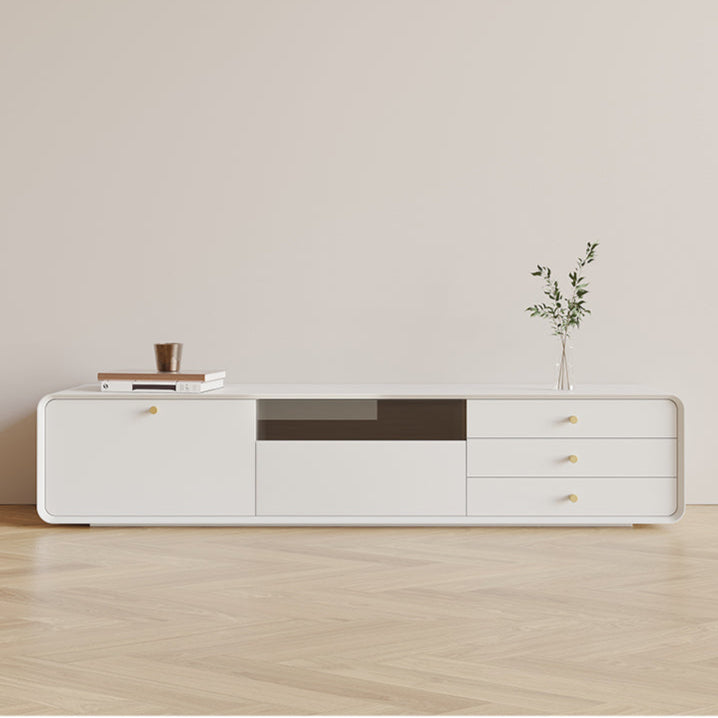 Living room TV cabinet French solid wood paint modern simple floor TV cabinet coffee table combination