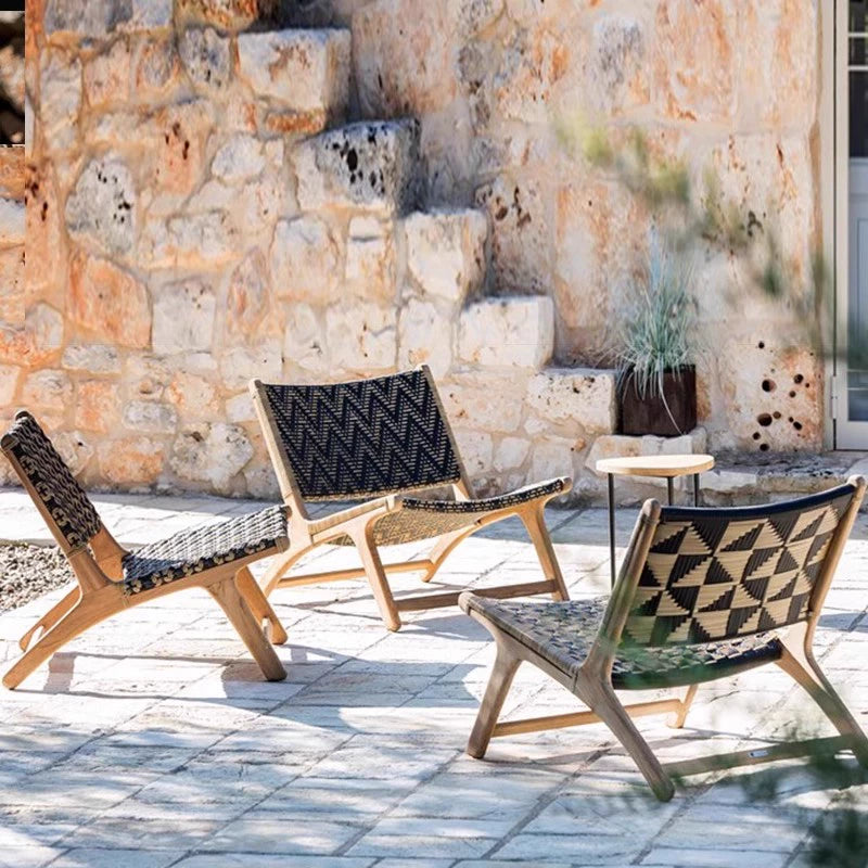 Outdoor tables and chairs solid wood leisure courtyard garden bench outdoor waterproof rattan bed balcony sofa furniture custom