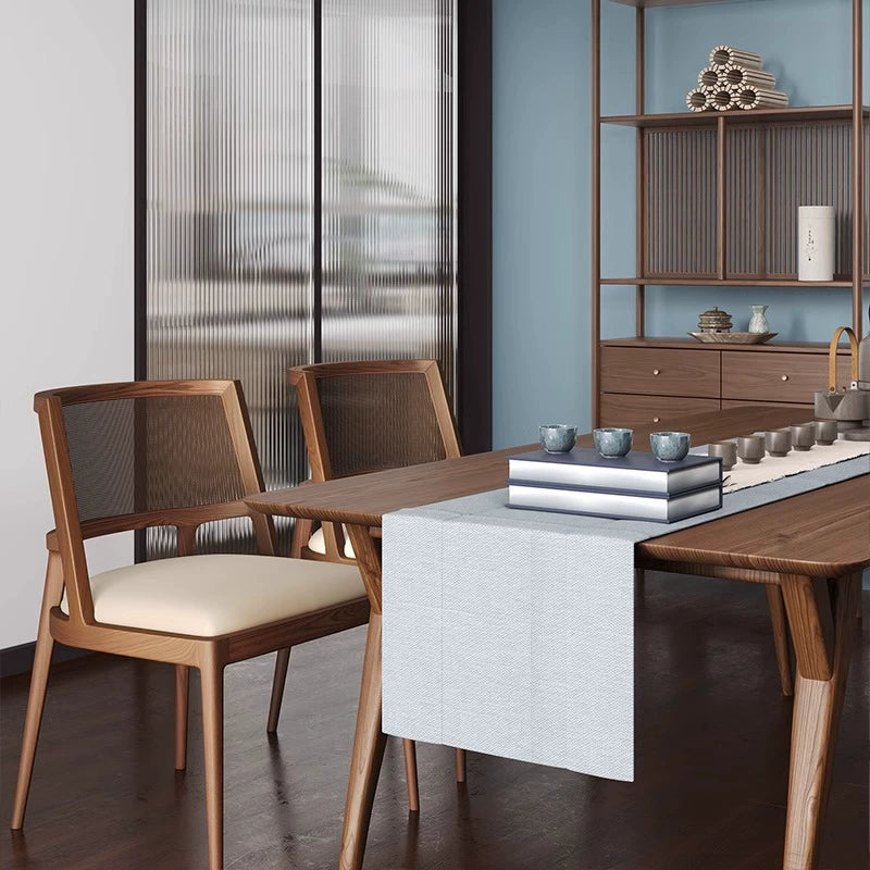 Solid wood dining chair home designer retro rattan chair hotel restaurant casual backrest wooden chair