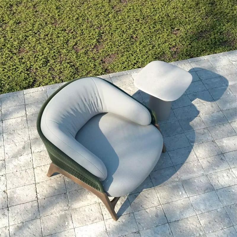 Medieval solid wood fabric single sofa chair living room balcony leisure chair hotel clubhouse reception armchair