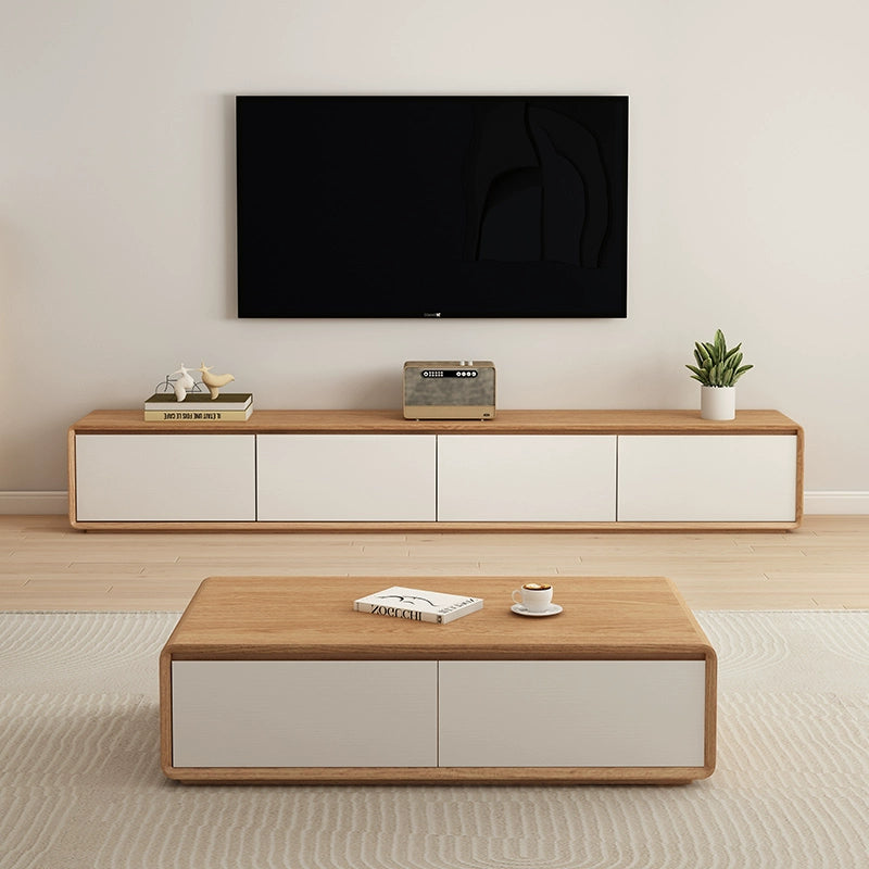 Modern Minimalist Log Living Room Floor Cabinet TV Cabinet Solid Wood Multilayer Board