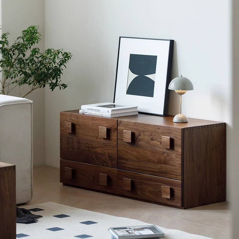 Solid wood combination TV cabinet modern retro module side cabinet bedside cabinet living room card door cabinet chest cabinet